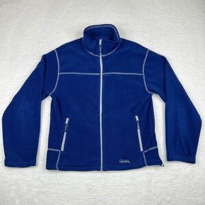 Cabelas Jacket Mens Medium Blue Fleece Long Sleeve Full Zip Mock Neck‎ Hunting
